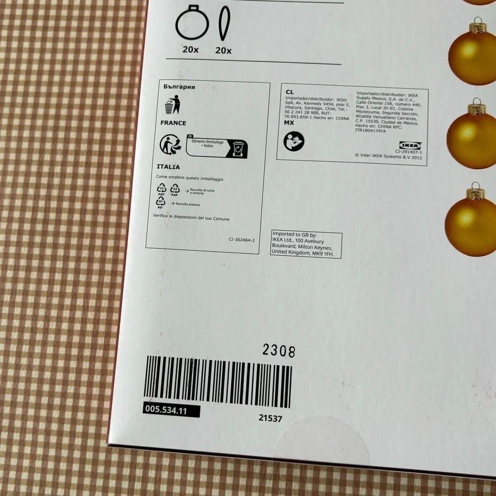IKEA VINTERFINT BOX OF 20‎ GLASS MULTICOLOR ORNAMENTS. NEW